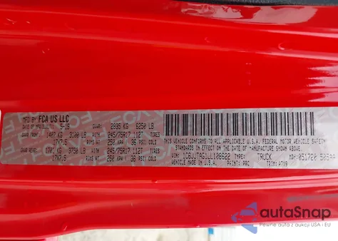 2020 Jeep Gladiator Sport S 4X4 from USA, damaged, VIN 1C6JJTAG1LL108622